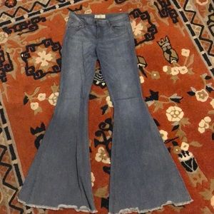 Free People Frayed Bell Bottom Flare Jean